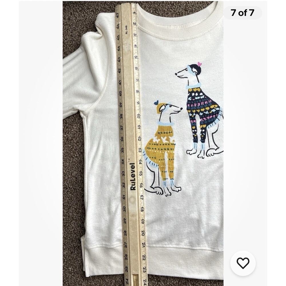 Anthropologie Maeve Pups Graphic Sweatshirt Top Dogs Ivory XS Summer night - Picture 7 of 7